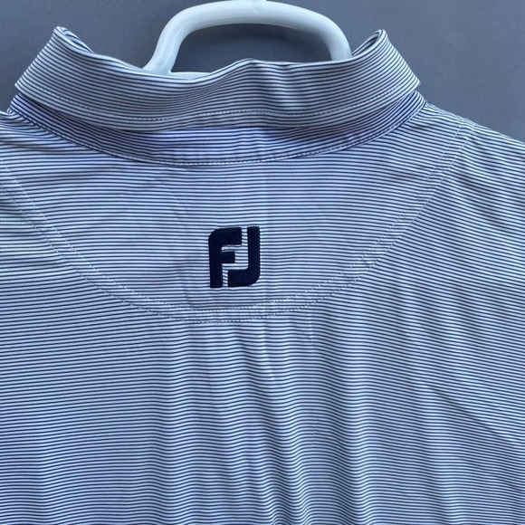 Foot Joy XL Men's Polo Golf Shirt White With Black Pin Stripe - Picture 6 of 7